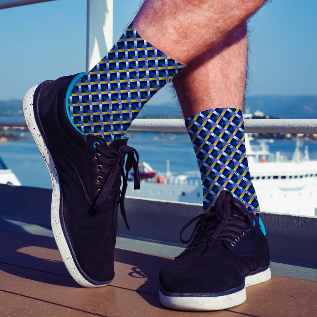 Calcetines El arte de Pixel revestido de la marina moderna Re (Subido por el creador)