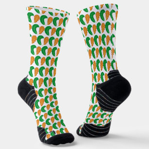 Calcetines El corazón de la naturaleza Hojas verdes y marrone