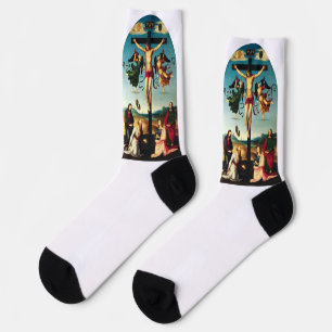 Calcetines El Cristo crucificado con la Virgen María