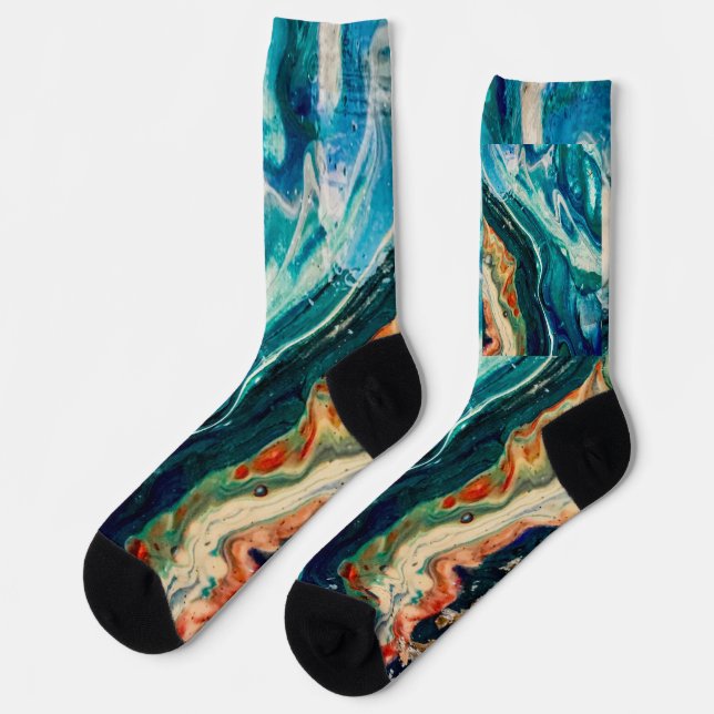 Calcetines El cuadro abstracto del hielo y el pescado (Izquierda)