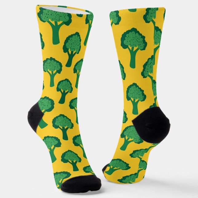 Calcetines El extraño patrón de brócoli amarillo y verde (Angular)