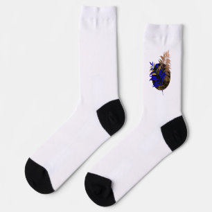 Calcetines El helecho azul en círculo negro