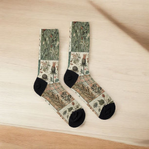 Calcetines El mosaico verde y rosado quema el botín rústico