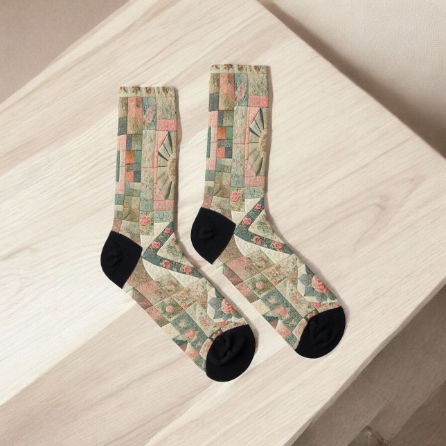 Calcetines El mosaico verde y rosado quema el botín rústico (Subido por el creador)