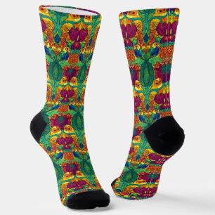 Calcetines El patrón Owl Retro Art Nouveau de Voysey