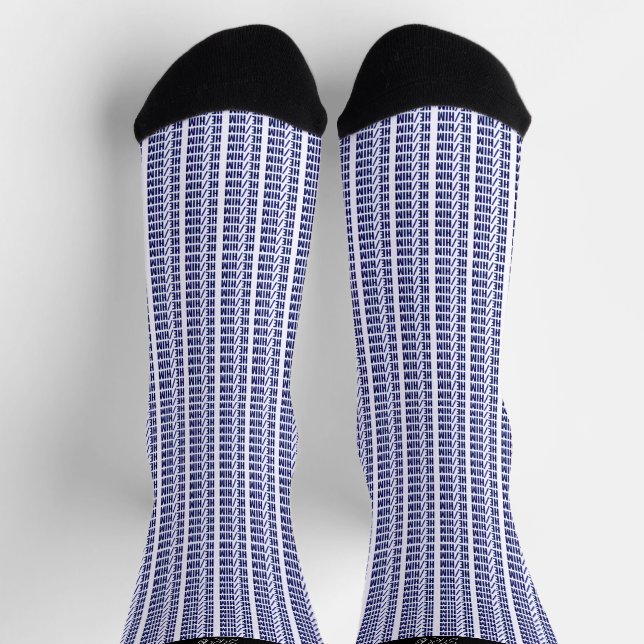 Calcetines Él pronuncia género en repetición azul (Arriba)
