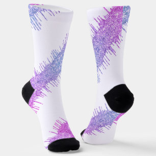Calcetines El Purpurina de neón morado gotea zócalos blancos
