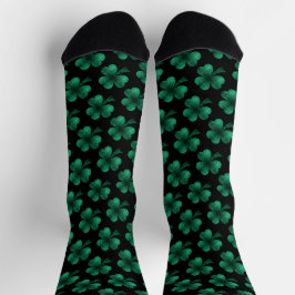 Calcetines El shamrock verde esmeralda brillante patrón negro