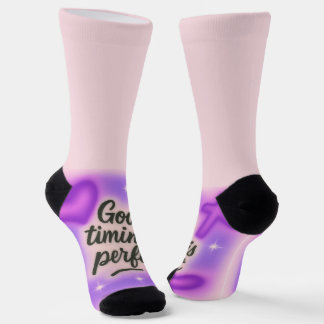 Calcetines El tiempo de Dios es perfecto púrpura y2k