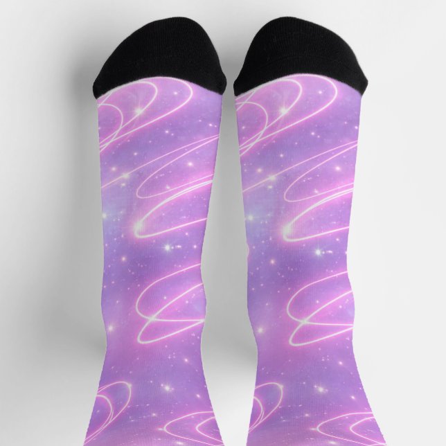 Calcetines Electric pink neon scribbles AI art  (Arriba)