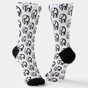 Calcetines Elefante Minimalista – Diseño de Animal con Tinta