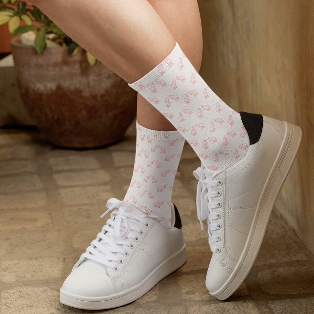 Calcetines Elefantes en rojo con baúles altos (en blanco) (Subido por el creador)