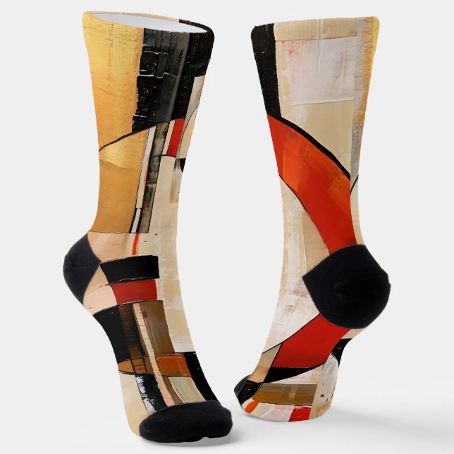 Calcetines Elegancia celestial: exploración abstracta en Beig (Angular)