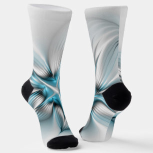 Calcetines Elegancia floral arte contemporáneo abstracto azul
