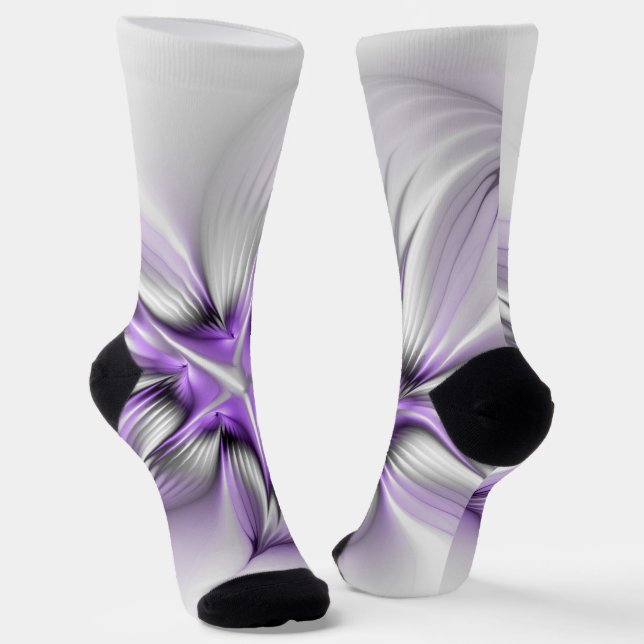 Calcetines Elegancia floral arte contemporáneo abstracto viol (Angular)
