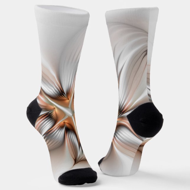 Calcetines Elegancia floral arte fractal abstracto moderno (Angular)
