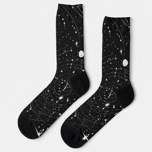 Calcetines Elegancia nocturna: Colección de diseño de estrell (Izquierda)