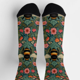 Calcetines Elegant boho retro bumblebee spring florals
