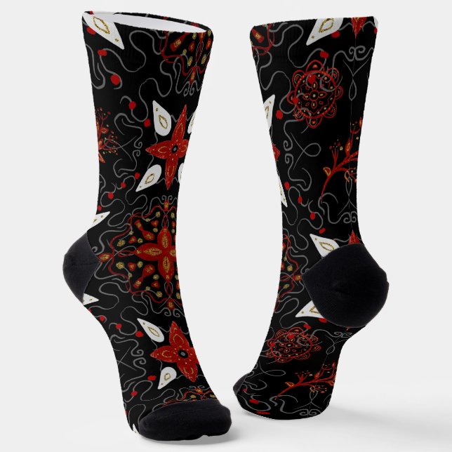 Calcetines Elegant, festive feel symmetrical floral pattern (Angular)