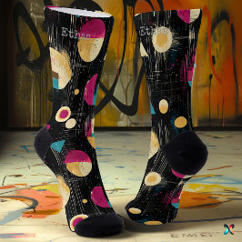 Calcetines Elegante abstracto en dorado, magenta, verde azula