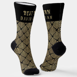 Calcetines Elegante Art Deco Mejor Hombre Monograma Boda