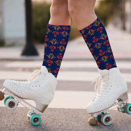 Calcetines Elegante arte folclórico floral rústico y Bonito a