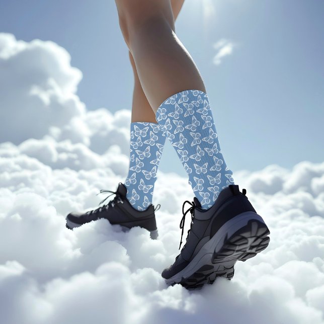 Calcetines Elegante Boho Moda Groomsmen Mariposa Polvo Azul (Subido por el creador)