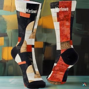 Calcetines Elegante Bold Abstracto Rojo y Negro moderno perso