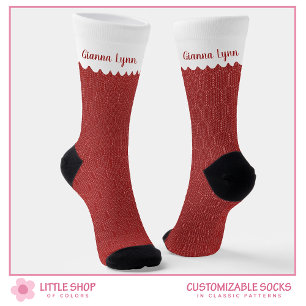 Calcetines Elegante borde rojo de vieiras personalizado