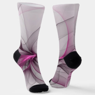 Calcetines Elegante Caos Moderno Arte Abstracto Fractal Rosa