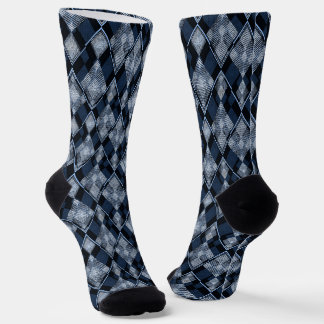 Calcetines Elegante clásico romboidal gris azul moderno textu