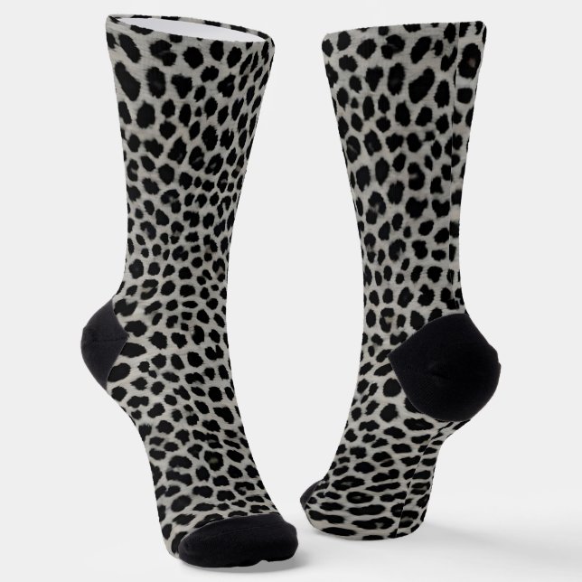 Calcetines Elegante Colección Moderna de Lujo Leopardo Blanco (Angular)