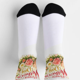 Calcetines Elegante corona floral feliz Día de la Madre