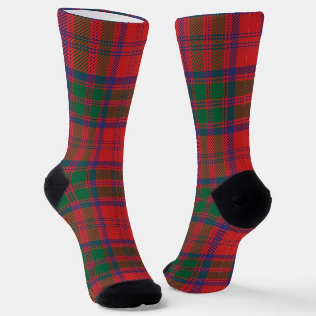 Calcetines Elegante Cuadro Rústico Rojo Verde Tartán (Angular)
