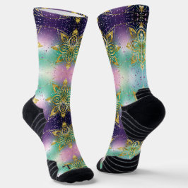 Calcetines Elegante fiesta verde rosa violeta Estrellas de co