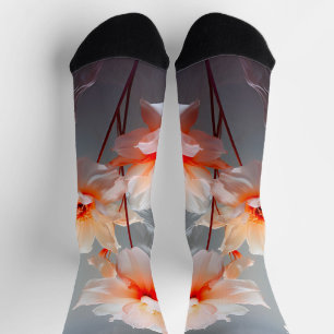 Calcetines Elegante Flor de Tono Rosado con Flujo Brumoso Abs