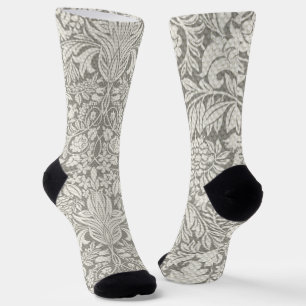 Calcetines elegante formal brocado de encaje damasco blanco