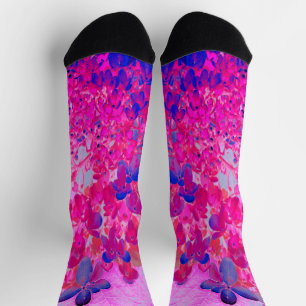 Calcetines Elegante Hortensia Fuchsia y Limelight Azul Oscuro