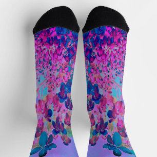 Calcetines Elegante Hortensia Limelight Azul Oscuro y Magenta