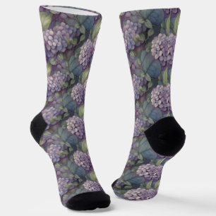 Calcetines Elegante moda polvorienta morado boho acuarela flo