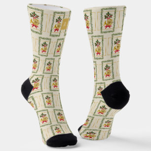 Calcetines Elegante Monograma de Navidad de Cremoso Irlandés