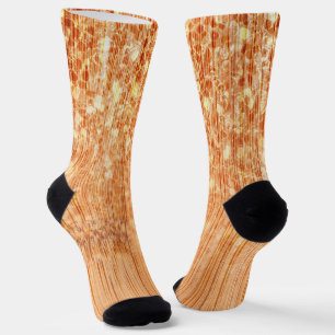 Calcetines Elegante naranja brillante estampado de bambú de m