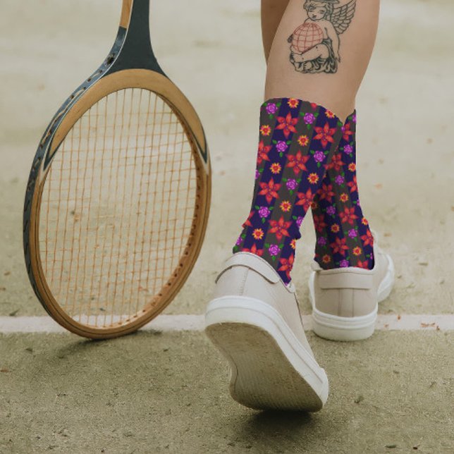 Calcetines Elegante negrita estriada Moda de patrón floral ro (Subido por el creador)