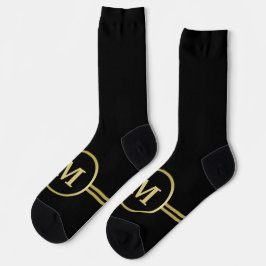 Calcetines Elegante oro Monograma personalizado sobre negro