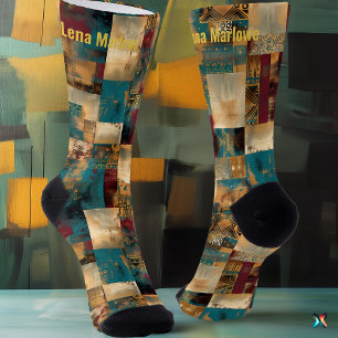 Calcetines Elegante Patchwork Abstracto – Artístico Personali