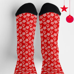 Calcetines Elegante patrón de Navidad en rojo