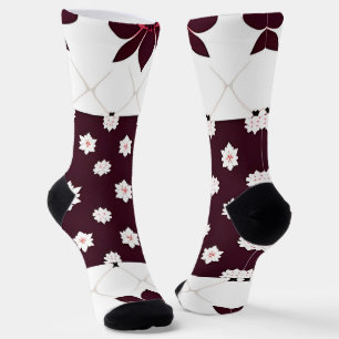Calcetines Elegante patrón floral con loto y flor