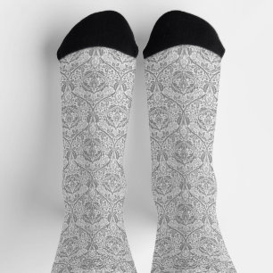 Calcetines Elegante Patrón Floral Gris