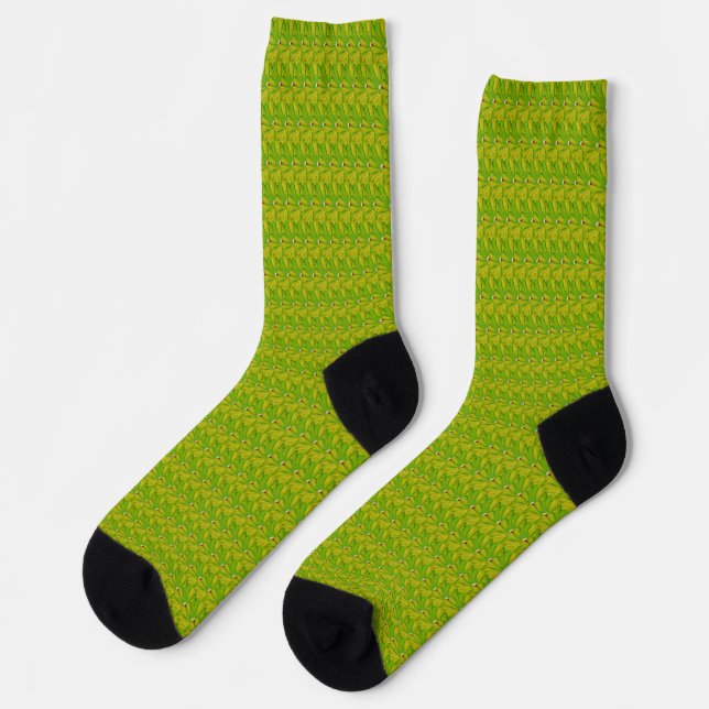 Calcetines Elegante patrón floral verde chartreuse (Izquierda)