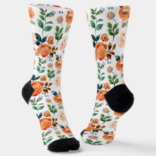 Calcetines Elegante patrón sin fisuras de flores de acuarela